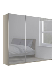 John Lewis Elstra 300cm Mirrored 3 Sliding Doors Wardrobe, Pebble Grey - thumbnail 1
