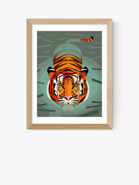 EAST END PRINTS Dieter Braun 'Swimming Tiger' Framed Print
