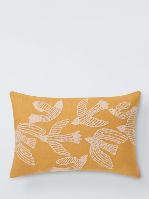 John Lewis Rustic Birds Rectangular Cushion, Ochre - image 1