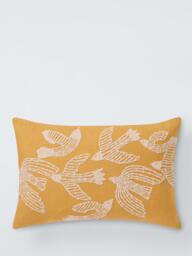John Lewis Rustic Birds Rectangular Cushion, Ochre
