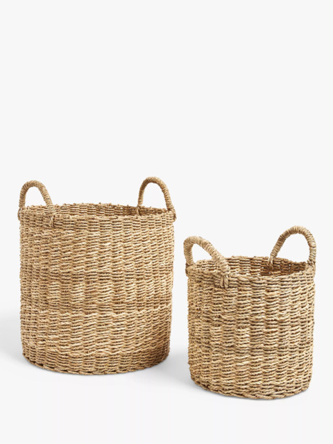 John Lewis Round Seagrass Storage Baskets, Set of 2, Natural - image 1