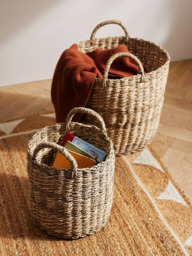 John Lewis Round Seagrass Storage Baskets, Set of 2, Natural - thumbnail 2