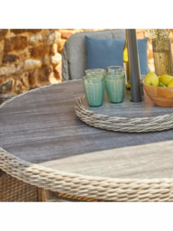 LG Outdoor St Tropez 6-Seater Round Garden Dining Table & Chairs Set with Parasol - thumbnail 3