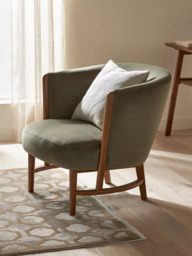 John Lewis Drift Armchair, Dark Leg, Moss Green Smooth Velvet - thumbnail 2