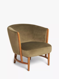 John Lewis Drift Armchair, Dark Leg, Moss Green Smooth Velvet - thumbnail 1