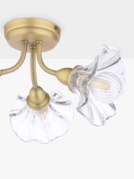 Laura Ashley Kerswell 3 Arm Glass Shade Flush Ceiling Light, Matt Antique Brass - thumbnail 6