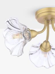 Laura Ashley Kerswell 3 Arm Glass Shade Flush Ceiling Light, Matt Antique Brass - thumbnail 5