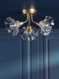 Laura Ashley Kerswell 3 Arm Glass Shade Flush Ceiling Light, Matt Antique Brass - thumbnail 3