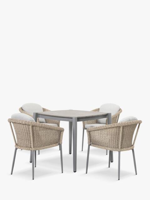 KETTLER Isla 4-Seater Square Garden Dining Table & Chairs Set, Mushroom - image 1