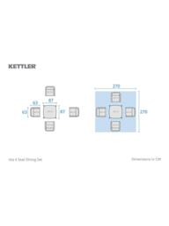 KETTLER Isla 4-Seater Square Garden Dining Table & Chairs Set, Mushroom - thumbnail 6
