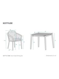 KETTLER Isla 4-Seater Square Garden Dining Table & Chairs Set, Mushroom - thumbnail 5