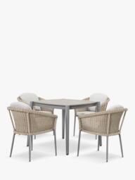 KETTLER Isla 4-Seater Square Garden Dining Table & Chairs Set, Mushroom - thumbnail 1
