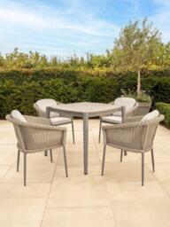 KETTLER Isla 4-Seater Square Garden Dining Table & Chairs Set, Mushroom - thumbnail 2