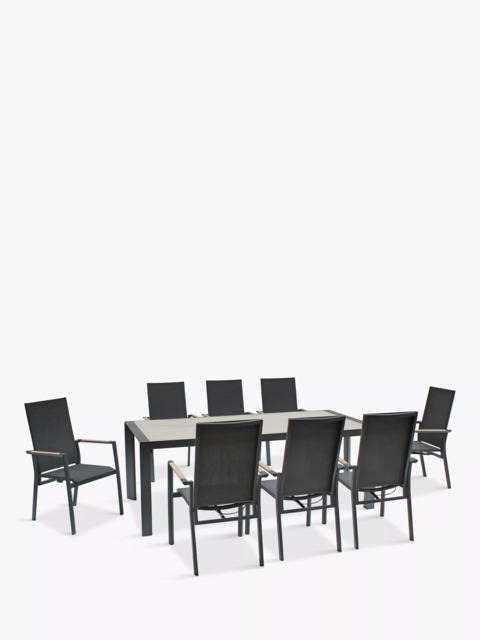 KETTLER Surf Active 8-Seater Garden Dining Table & Reclining Chairs Set, Grey - image 1