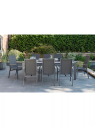 KETTLER Surf Active 8-Seater Garden Dining Table & Reclining Chairs Set, Grey - thumbnail 2
