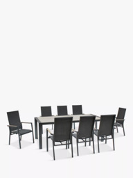KETTLER Surf Active 8-Seater Garden Dining Table & Reclining Chairs Set, Grey - thumbnail 1