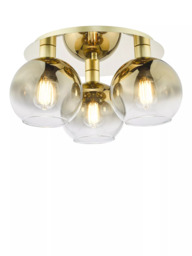 Där Lycia Flush 3 Arm Mirror Ceiling Light, Gold/Ombre - thumbnail 1