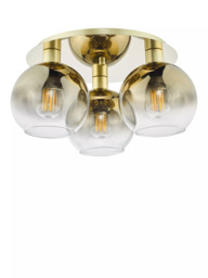 Där Lycia Flush 3 Arm Mirror Ceiling Light, Gold/Ombre - thumbnail 2