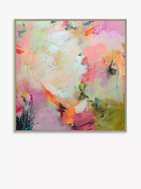 John Lewis Natasha Barnes 'Cherry Blossom' Abstract Framed Canvas Print, 104 x 104cm, Pink/Multi - image 1