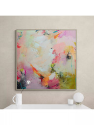 John Lewis Natasha Barnes 'Cherry Blossom' Abstract Framed Canvas Print, 104 x 104cm, Pink/Multi - thumbnail 2