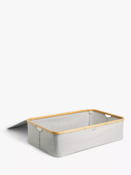John Lewis Bamboo Rim Lidded Underbed Storage Basket, H19 x W76 x D45cm - thumbnail 3
