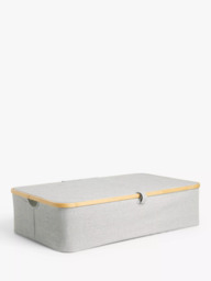 John Lewis Bamboo Rim Lidded Underbed Storage Basket, H19 x W76 x D45cm