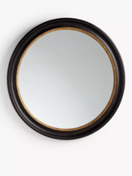 John Lewis Georgian Large Round Wood Wall Mirror, 100cm, Black/Gold - thumbnail 1