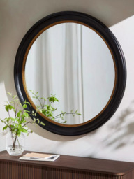 John Lewis Georgian Large Round Wood Wall Mirror, 100cm, Black/Gold - thumbnail 2