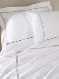 Truly Satin Stitch Cotton Bedding, White - thumbnail 1