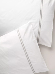 Truly Satin Stitch Cotton Bedding, White - thumbnail 5