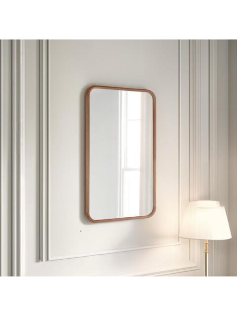 Yearn Sherwood Solid Oak Wood Frame Rectangular Wall Mirror, Natural - image 1