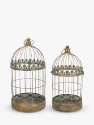 Fallen Fruits Aged Metal Plant Bird Cages, Set of 2, Rust
