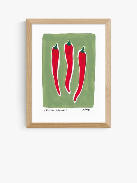 EAST END PRINTS Natalie Cass 'Three Chillis' Framed Print, 43.4 x 33.4cm, Oak Frame - image 1