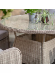 Bramblecrest Chedworth 4-Seater Garden Round Dining Table & Chairs Set with Parasol, Sandstone - thumbnail 4