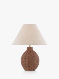 Laura Ashley Fernhill Small Rattan Table Lamp, Walnut Stain