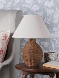 Laura Ashley Fernhill Small Rattan Table Lamp, Walnut Stain - thumbnail 3