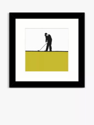 John Lewis Jacky Al-Samarraie Golf Framed Print, 33.5 x 33.5cm, Yellow/Multi