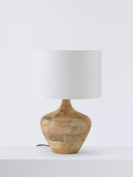 John Lewis Manaia Hand Etched Mango Wood Table Lamp, White Wash - thumbnail 2
