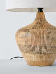 John Lewis Manaia Hand Etched Mango Wood Table Lamp, White Wash - thumbnail 4