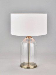 Pacific Cloche Glass Base Table Lamp, Clear/Antique Brass - thumbnail 1