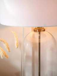 Pacific Cloche Glass Base Table Lamp, Clear/Antique Brass - thumbnail 4