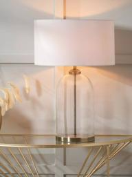 Pacific Cloche Glass Base Table Lamp, Clear/Antique Brass - thumbnail 3