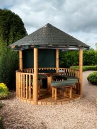 Breeze House Savannah Classic Slate Effect Tile Roof Circular Gazebo, FSC-Certified (Scandinavian Redwood) - thumbnail 2