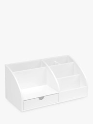 Osco Plastic Desk Organiser, White - thumbnail 1