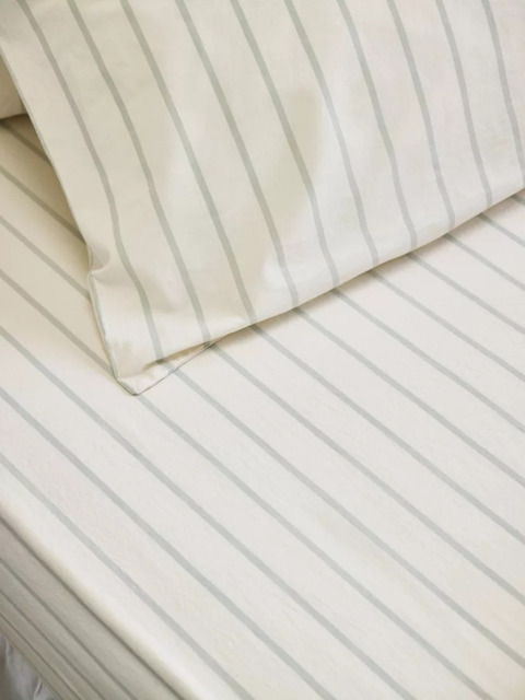 Piglet in Bed Slumber Stripe Cotton Fitted Sheet - image 1