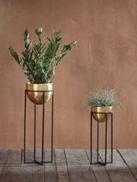 Nkuku Atsu Indoor Planter & Stand, Antique Brass - thumbnail 2