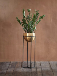 Nkuku Atsu Indoor Planter & Stand, Antique Brass - thumbnail 1