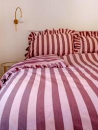 TBCo Stripe 200 Thread Count Cotton Duvet Cover Set, Pink/Burgundy - thumbnail 2