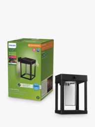 Philips Camill Solar Powered Outdoor Wall Light, Black