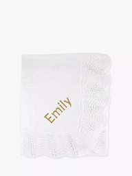 Babyblooms Personalised Traditional Knitted Christening Blanket, White - thumbnail 2